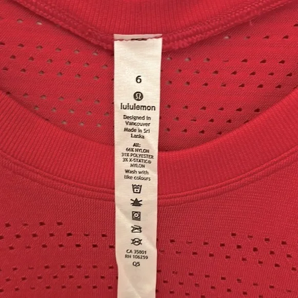Lululemon Breeze By Ventilated Muscle Tank Sz 6 Red Pink - Picture 5 of 5